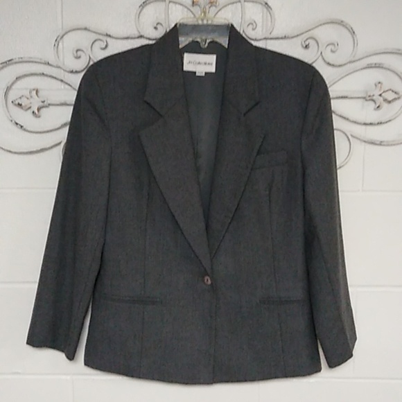 QUIET LUXURY, CAPSULE WARDDROBE, GREY, CLASSIC, WOOL, LINED, JACKET. USA MADE - Picture 1 of 11